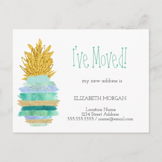 Ich habe mich bewegt, grün, Glitzer Ananas neue Ad Ankündigungspostkarte (Vorderseite)