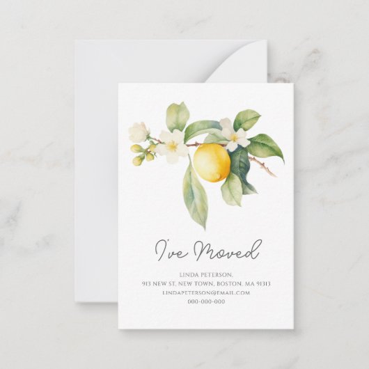 Ich habe mich bewegt | Lemon Blossom neue Adresse Mitteilungskarte (Vorderseite)