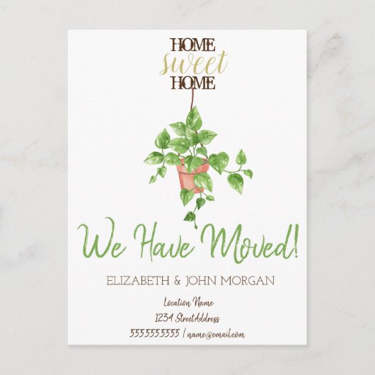 Ich habe mich bewegt, neue Zuhause, Blume, Zuhause Ankündigungspostkarte (Vorderseite)