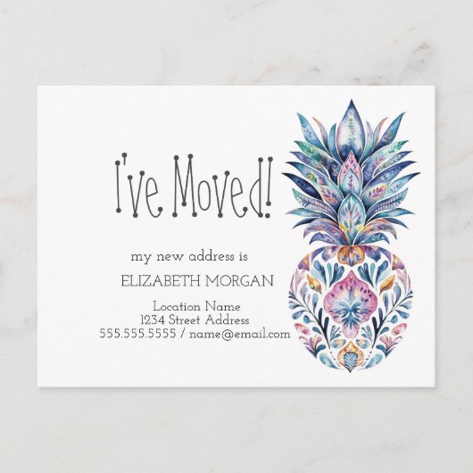 Ich habe mich bewegt, schicke farbenfrohe Ananas n Ankündigungspostkarte (Vorderseite)
