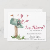 Ich habe mich bewegt, Wasserfarbe Mailbox Herz Ankündigungspostkarte (Vorne/Hinten)