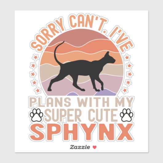 Ich habe mit meiner Sphynx-Katze Pläne Aufkleber (Blatt)