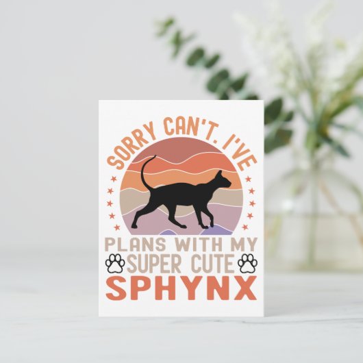 Ich habe mit meiner Sphynx-Katze Pläne Postkarte (Stehend Vorderseite)