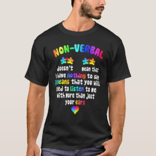 Ich habe nicht verbales Puzzle-Stück Neon-Pastell- T-Shirt