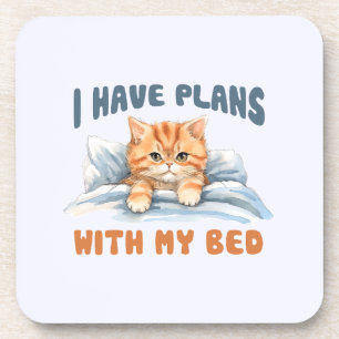 Ich habe Pläne mit meinem Bett - Cosy Orange Cat Getränkeuntersetzer