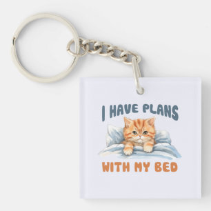 Ich habe Pläne mit meinem Bett - Cosy Orange Cat Schlüsselanhänger