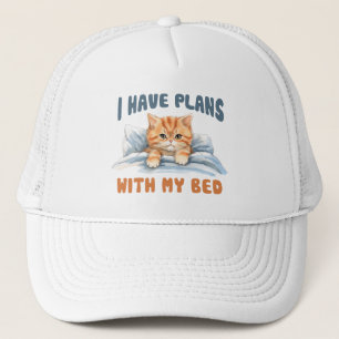 Ich habe Pläne mit meinem Bett - Cosy Orange Cat Truckerkappe