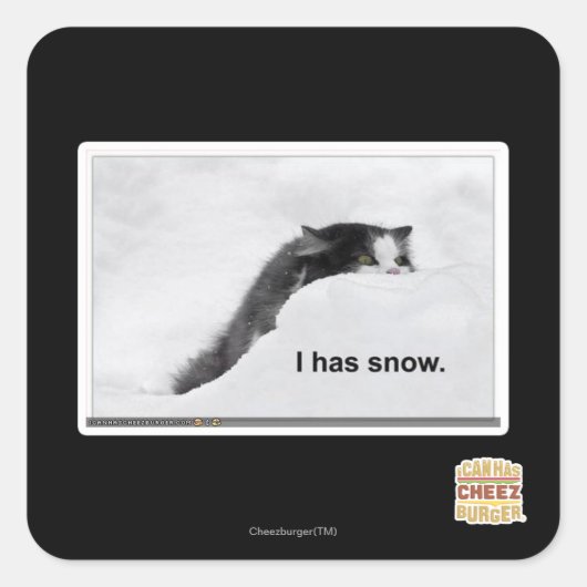 Ich habe Schnee. Quadratischer Aufkleber (Vorderseite)