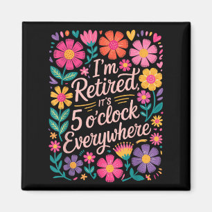 Ich habe seine 5 Ouhr überall geerbt, Boho Floral  Magnet