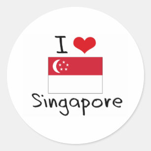 ICH HABE SINGAPORE HERZ RUNDER AUFKLEBER