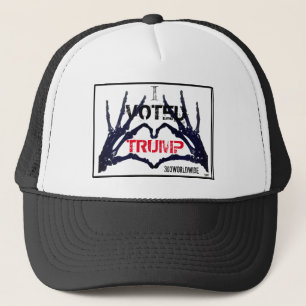 "ICH HABE TRUMP GESTIMMT" - die Hände von ihm und Truckerkappe