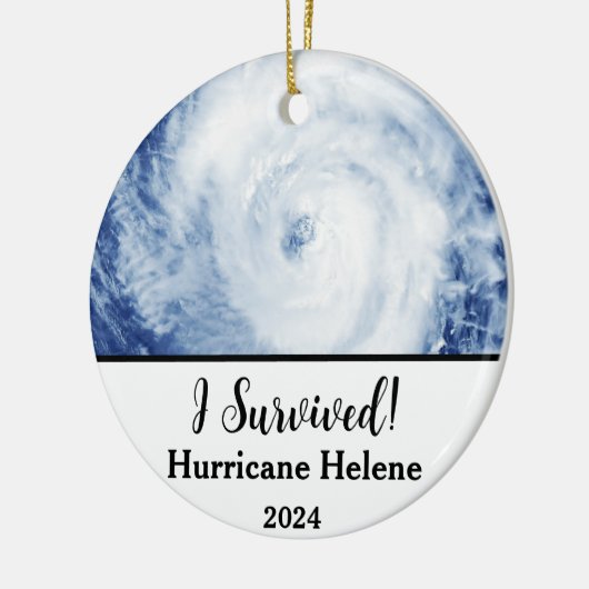 Ich habe überlebt! Hurrikan Helene 2024 Keramik Ornament (Links)