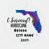 Ich habe überlebt! Hurrikane Helene Florida und St Ornament Aus Metall (Vorderseite)