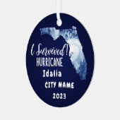 Ich habe überlebt! Hurrikane Idalia Florida & Stad Ornament Aus Metall (Vorderseite links)