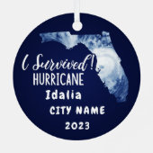 Ich habe überlebt! Hurrikane Idalia Florida & Stad Ornament Aus Metall (Rückseite)