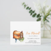 Ich habe Vintage Mailbox-Blume verschoben Ankündigungspostkarte (Stehend Vorderseite)