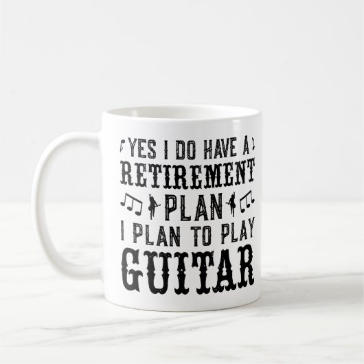 Ich habe vor, Gitarrenruhestandsplan Funny Sprichw Kaffeetasse (Links)