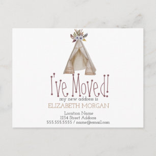 Ich habe Zelt Teepee neue Adresse verschoben Ankündigungspostkarte
