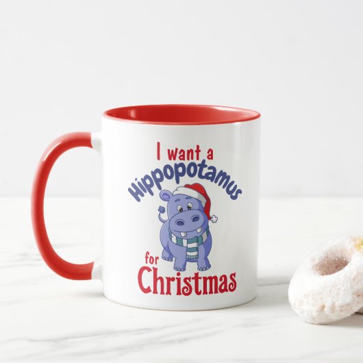 Ich habe zu Weihnachten einen Hippopotamus gewollt Tasse (Mit Donut)
