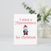 Ich habe zu Weihnachten einen Nilpferd gewollt Postkarte (Stehend Vorderseite)
