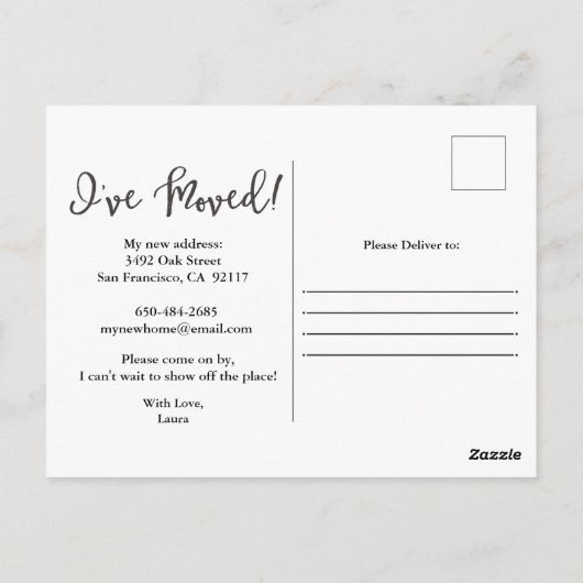 Ich habe Zuhause Sweet Zuhause verschoben Postkarte (Rückseite)