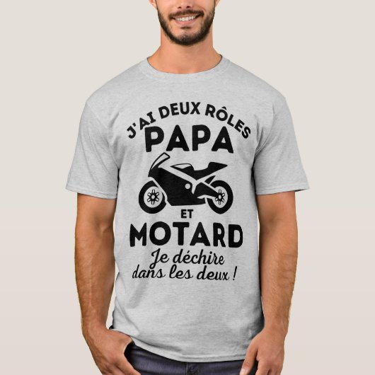 Ich habe zwei Rollen, Dad und Motard T-Shirt (Vorderseite)