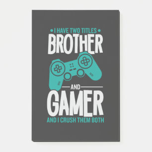 Ich habe zwei Titel Bruder und Gamer, Funny Gamer Post-it Klebezettel