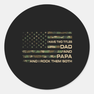 Ich habe zwei Titel Vater und Papa Vatertag Grandp Runder Aufkleber