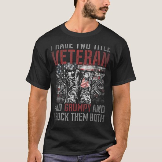 Ich habe zwei Titeln Veteran und Grumpy Stolz US-V T-Shirt (Vorderseite)