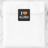 ICH ❤️ HALLOWEEN I LIEBE HALLOWEEN ICH HERZ HALLOW QUADRATISCHER AUFKLEBER (Tasche)