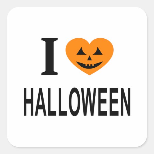 ICH ❤️ HALLOWEEN I LIEBE HALLOWEEN ICH HERZ HALLOW QUADRATISCHER AUFKLEBER (Vorderseite)