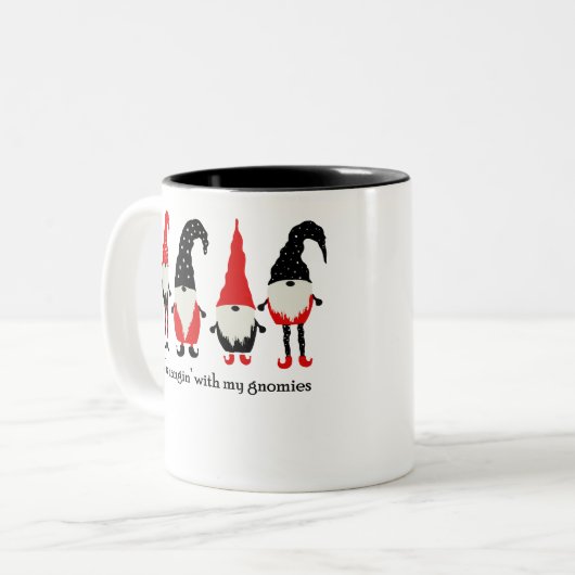 Ich hänge einfach mit meinen Gnomen Zweifarbige Tasse (Vorderseite Links)