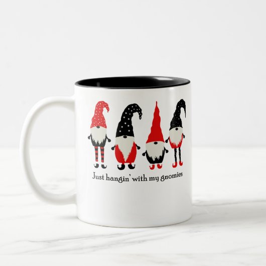 Ich hänge einfach mit meinen Gnomen Zweifarbige Tasse (Links)