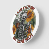 Ich hasse alle außer Kaffee Runde Wanduhr (Winkel)