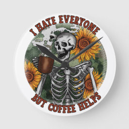 Ich hasse alle außer Kaffee Runde Wanduhr