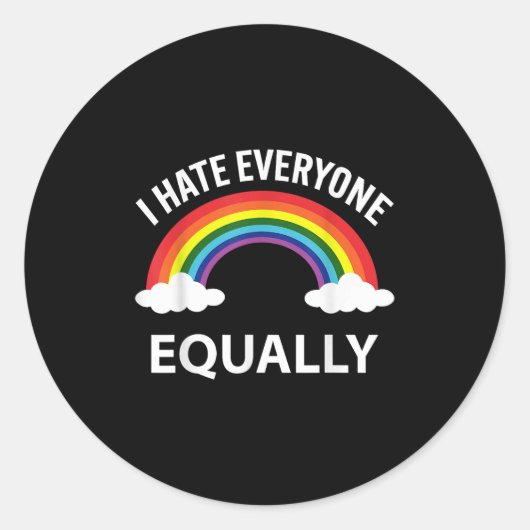 Ich hasse alle gleich lgbtq Pride Month Flag Rai Runder Aufkleber (Vorderseite)