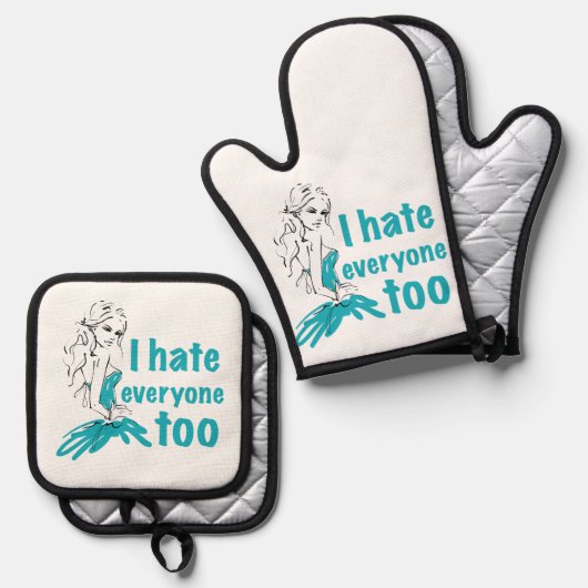 Ich hasse auch alle ofenhandschuh & Topflappen-Set (Vorderseite/Rückseite)