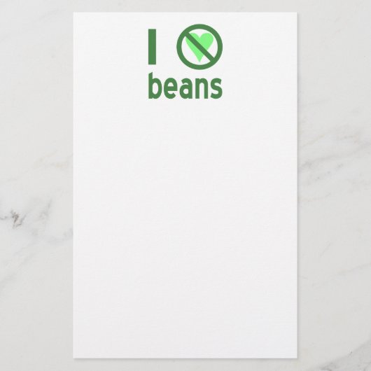 Ich hasse Bohnen Grüner Text Briefpapier (Vorderseite)
