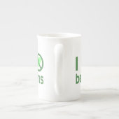 Ich hasse Bohnen ohne Herz-Bohnen Porzellantasse (Rückseite)