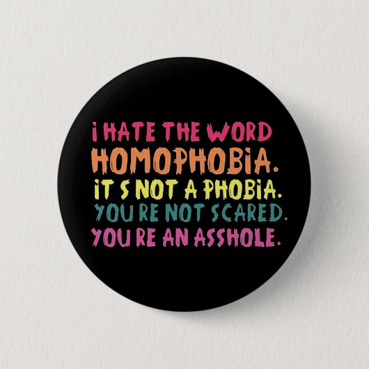 Ich hasse das Wort Homophobie. Button (Vorderseite)