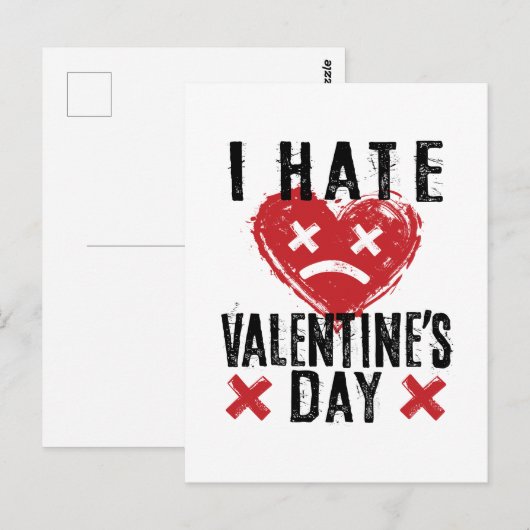 Ich hasse den Valentinstag Postkarte (Vorne/Hinten)