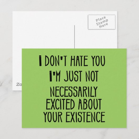 Ich hasse dich nicht postkarte (Vorne/Hinten)