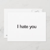 Ich hasse dich postkarte (Vorne/Hinten)