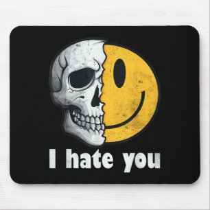 Ich hasse dich Vintage Gelb Happy Lächeln Gesicht Mousepad