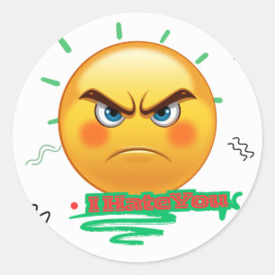 Ich hasse dich wütendes Emoji-Sticker Runder Aufkleber