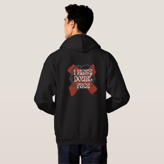 ICH HASSE DOPPELGESICHT HOODIE (Schwarz voll)