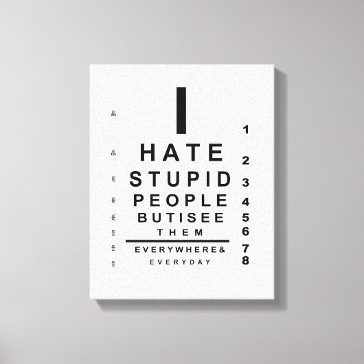 Ich hasse dumme Leute, die auf der Karte stehen Leinwanddruck (Vorderseite)