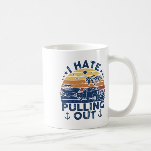 Ich hasse es, ein Retro-Boot-Anglerboot lustig her Kaffeetasse (Rechts)