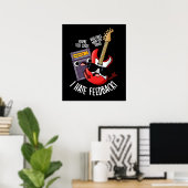 Ich Hasse Feedback Funny Guitar Pun Dark BG Poster (Heimbüro)