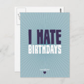 Ich hasse Geburtstage Postkarte (Vorne/Hinten)